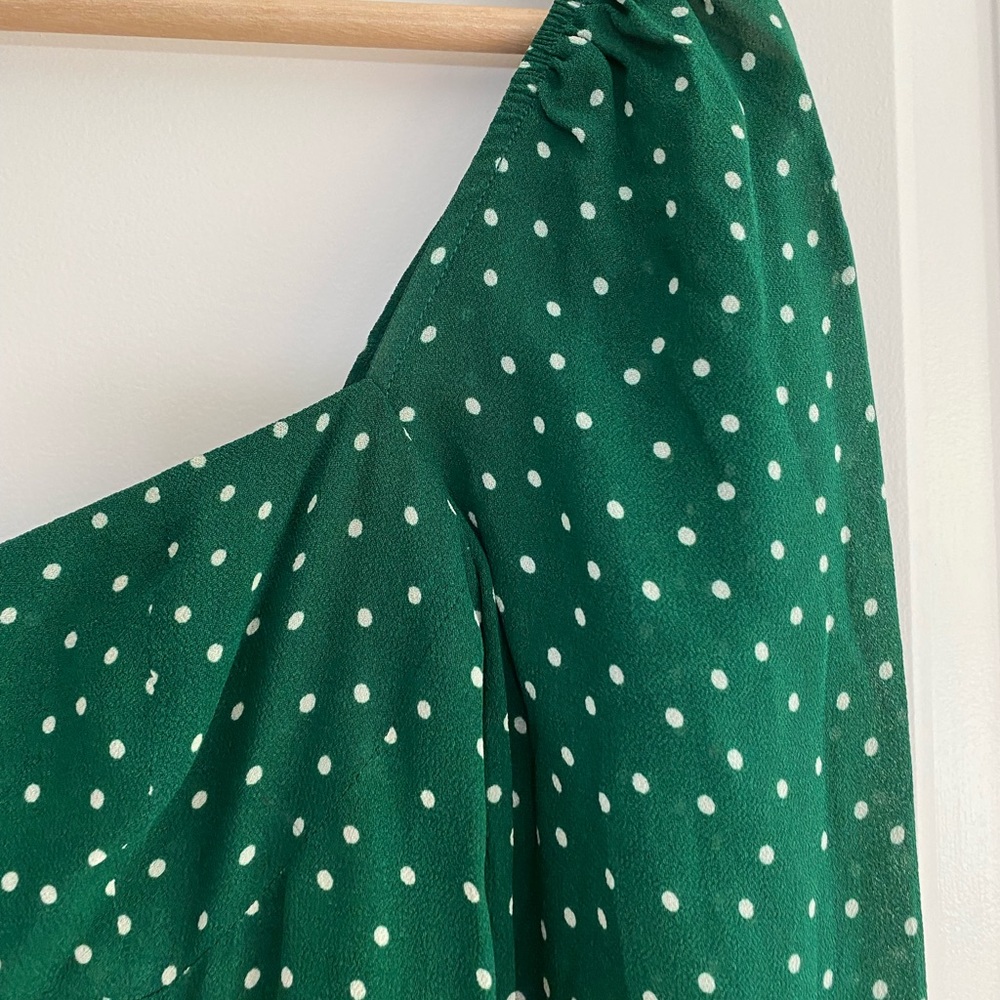Reformation Green Polka Dot Mini Dress - Picture 5 of 8
